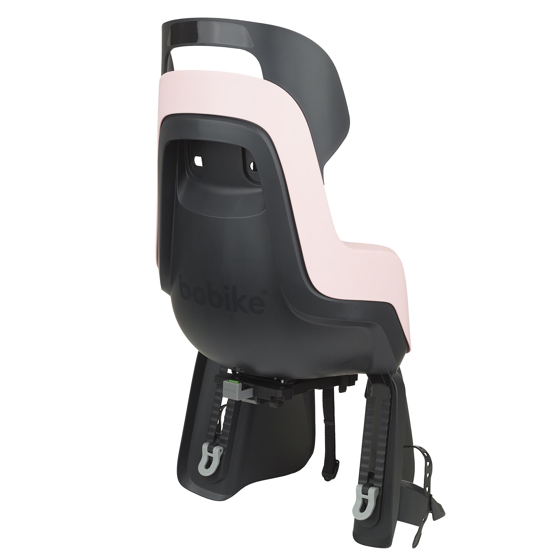 Fotelik rowerowy na bagażnik w kolorze różowym dla dziecka. Bobike Fotelik row. GO bagażnik MIK HD Candy Pink