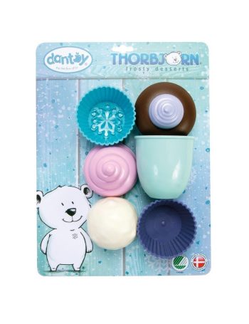 Zestaw plastikowych deserów babeczki i lody dla dziecka w pastelowych kolorach. Dantoy THORBJORN Deserowy mix babeczki i lody