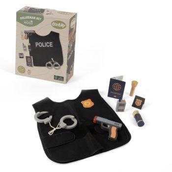 Drewniany zestaw mały policjant kamizelka kajdanki gwizdek legitymacja dla dziecka. Dantoy Drewniany zestaw MAŁY POLICJANT dla dzieci