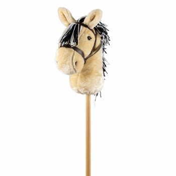 Pluszowa głowa konia blond na drewnianym kiju zabawka dla dziecka. byAstrup Koń na kiju Hobby Horse blond