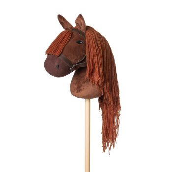 Koń na kiju brązowy z długą brązową grzywą zabawka dla dziecka. byAstrup Koń na kiju Hobby Horse brązowy z brązową grzywą