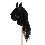 Czarny koń na kiju z czarną długą grzywą dla dziecka. byAstrup Koń na kiju Hobby Horse czarny z czarną grzywą