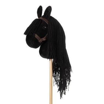 Czarny koń na kiju z czarną długą grzywą dla dziecka. byAstrup Koń na kiju Hobby Horse czarny z czarną grzywą