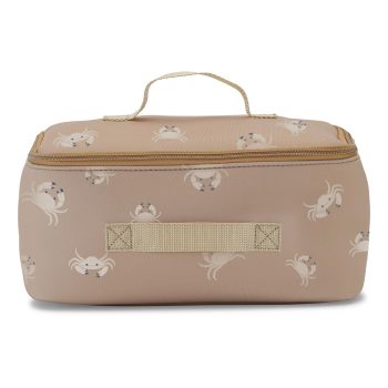 Beżowa torba termiczna na lunch z nadrukiem małych krabów dla dziecka. Vanilla Copenhagen Torba termiczna Cooler Bag NEO CRABY Oak