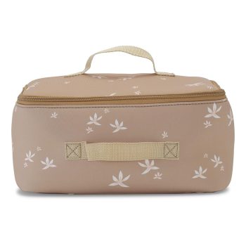 Beżowa torba termiczna na lunch z jasnym wzorem liści z uchwytem dla dziecka lub mamy. Vanilla Copenhagen Torba termiczna Cooler Bag NEO LILY Oak