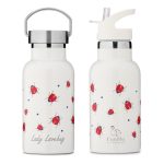 Biała butelka termiczna 350 ml z nadrukiem czerwonych biedronek dla dzieci. Vanilla Copenhagen Butelka termiczna 350 ml Lady Lovebug Vanilla Cope