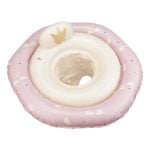 Różowe dmuchane koło do pływania dla niemowlaka z siedziskiem i wzorem łabędzia. Vanilla Copenhagen Koło do pływania Baby Rose Swan z siedziskiem