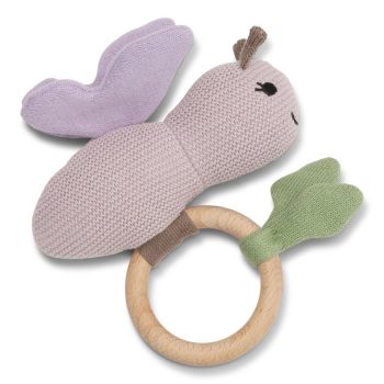 Grzechotka i gryzak motylek z drewna i tkaniny dla niemowlaka. Vanilla Copenhagen Grzechotka gryzak Butterfly 0+