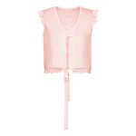 Różowa kamizelka do pływania dla dziecka z falbankami na ramionach i paskiem pod brzuchem. Vanilla Copenhagen Kamizelka do pływania Neo English Rose 1-3L