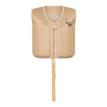 Beżowa kamizelka do pływania dla dziecka z motywem pszczółki z regulowanym paskiem. Vanilla Copenhagen Kamizelka do pływania Neo Honeybee Beige 1-3L