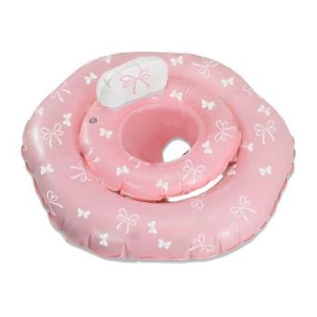 Różowe dmuchane koło do pływania dla niemowlaka z motylkami i siedziskiem. Vanilla Copenhagen Koło do pływania Baby Rose Butterfly z siedziskiem