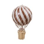 Balon dekoracyjny w kształcie balonu na ogrzane powietrze w kolorze rdzawym i kremowym z koszykiem z plecionki. Filibabba Balon 10 cm Rust