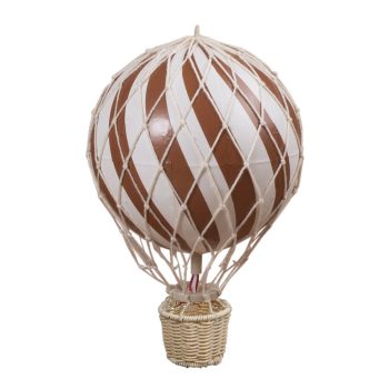 Balon dekoracyjny w kolorze rdzawego brązu z białą siatką i koszykiem z wikliny. Filibabba Balon 20 cm Rust