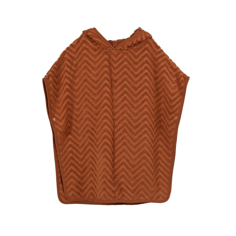 Pomarańczowe ponczo kąpielowe z wzorem zygzak dla dziecka. Filibabba Poncho Zigzag Rust
