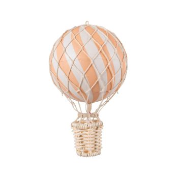 Balon dekoracyjny w kształcie balonu na gorące powietrze w kolorze brzoskwiniowym z białą siatką i wiklinowym koszykiem. Filibabba Balon 10 cm Peach