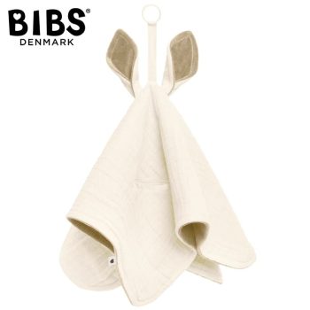 Kremowa pieluszka przytulanka kangur z zawieszką na smoczek dla niemowlaka. BIBS CUDDLE CLOTH KANGAROO Pieluszka przytulanka z zawieszką na smoczek Ivory