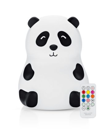 Lampka nocna silikonowa w kształcie pandy biała z pilotem dla dzieci. Rabbit&Friends Panda Lampka Silikonowa z Pilotem Biała