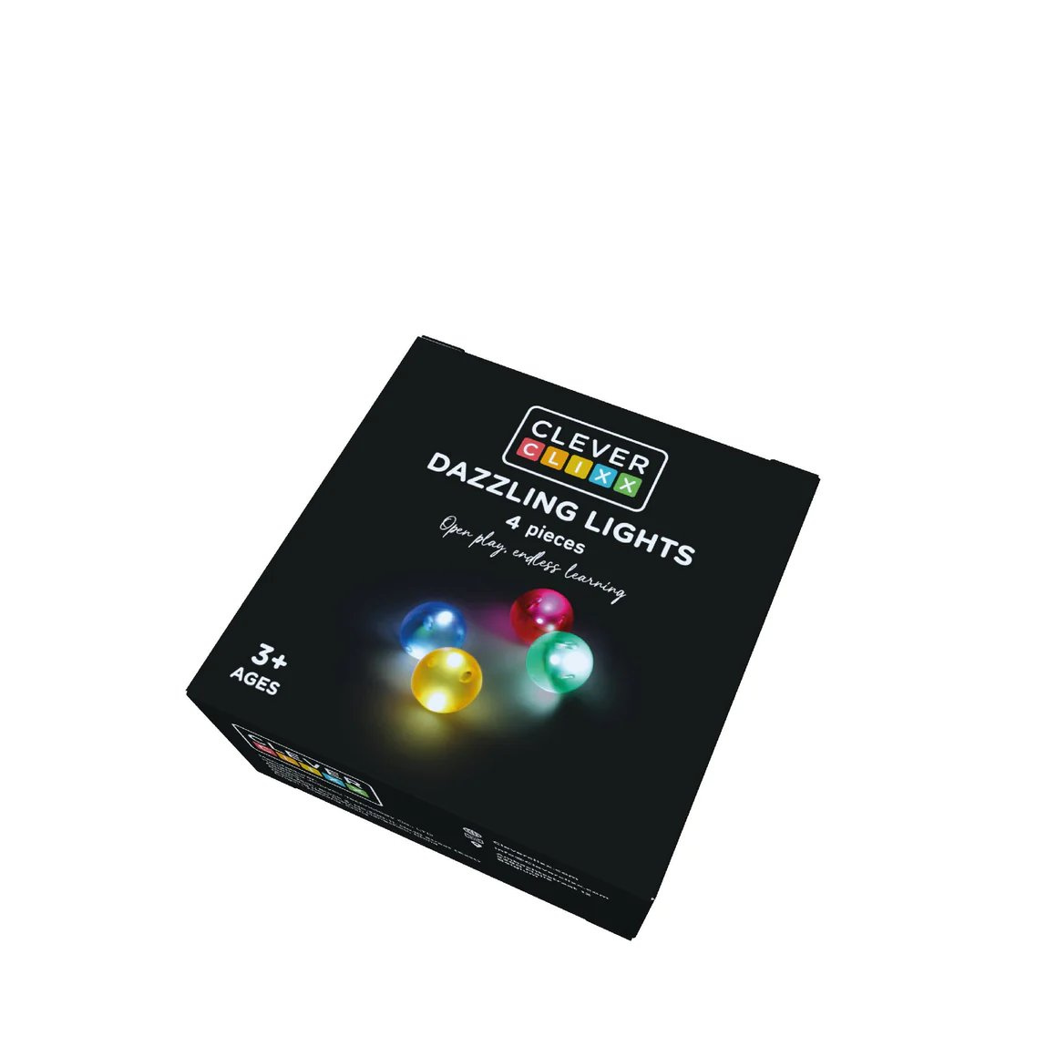 Cztery kolorowe magnetyczne kule do łączenia dla dzieci powyżej 3 lat. Cleverclixx Klocki magnetyczne Balls Pack Dazzling Lights 4el
