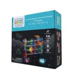 Klocki magnetyczne do układania toru kulkowego z elementami świecącymi 100 sztuk dla dzieci powyżej 3 lat. Cleverclixx Klocki magnetyczne Ball Run Dazzling Lights Pack Intense 100el