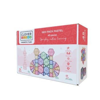 Klocki magnetyczne w pastelowych kolorach 45 elementów dla dzieci. Cleverclixx Klocki magnetyczne Geo Pack Pastel 45el