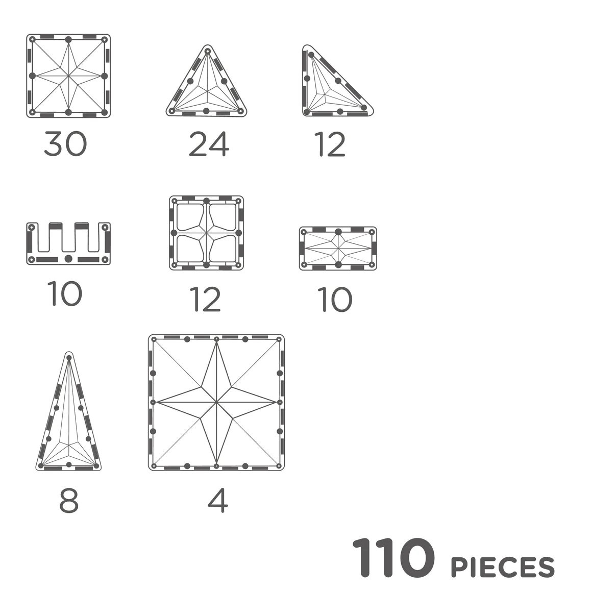 Zestaw 110 elementów klocków magnetycznych w różnych kształtach geometrycznych dla dzieci. Cleverclixx Klocki magnetyczne Inventive Pack Intense 110 el