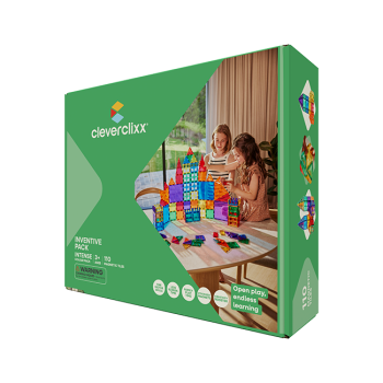 Klocki magnetyczne w różnych kolorach 110 elementów dla dzieci powyżej 3 lat. Cleverclixx Klocki magnetyczne Inventive Pack Intense 110 el