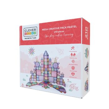 Klocki magnetyczne pastelowe 210 elementów dla dzieci. Cleverclixx Klocki magnetyczne Mega Creative Pack Pastel 210el