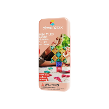 Klocki magnetyczne Mini Tiles pastelowe 28 elementów dla dzieci powyżej 3 lat. Cleverclixx Klocki magnetyczne Mini Tiles Pack Pastel 28el
