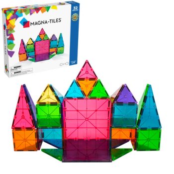 Klocki magnetyczne przezroczyste kolorowe 32 elementy dla dzieci. Magna-Tiles Klocki Magnetyczne Classic 32el