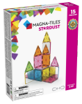 Klocki magnetyczne w kolorze przezroczystym z efektem brokatu 15 elementów dla dzieci i dorosłych. Magna-Tiles Klocki Magnetyczne Stardust 15el