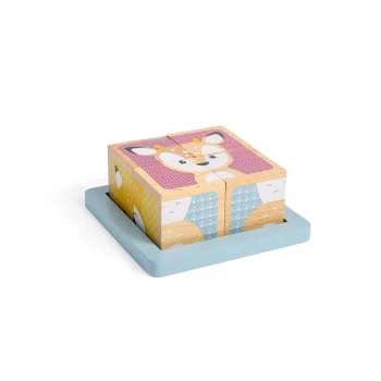 Drewniana układanka sześciany puzzle z motywem zwierzęcia las dla dziecka. Bigjigs Toys Drewniana układanka sześciany puzzle Las