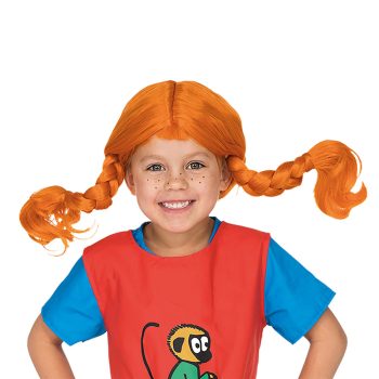 Peruka dziecięca pomarańczowa z warkoczami do przebrania Pippi. Pippi Långstrump Peruka dla dzieci, przebranie