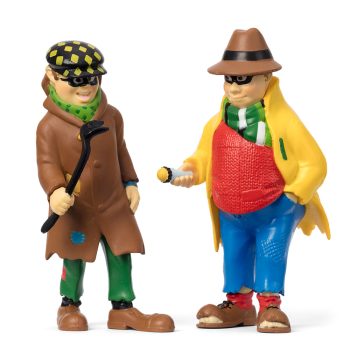 Figurki postaci Dunder Karlsson i Blom z ubraniami w stylu retro dla dzieci do domku dla lalek. Pippi Figurki Dunder Karlsson i Blom zestaw Langstrumpf