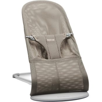 Leżaczek dla niemowlaka z siateczkowego materiału w kolorze szaro-beżowym. Babybjorn leżaczek BLISS MESH Szary Beż