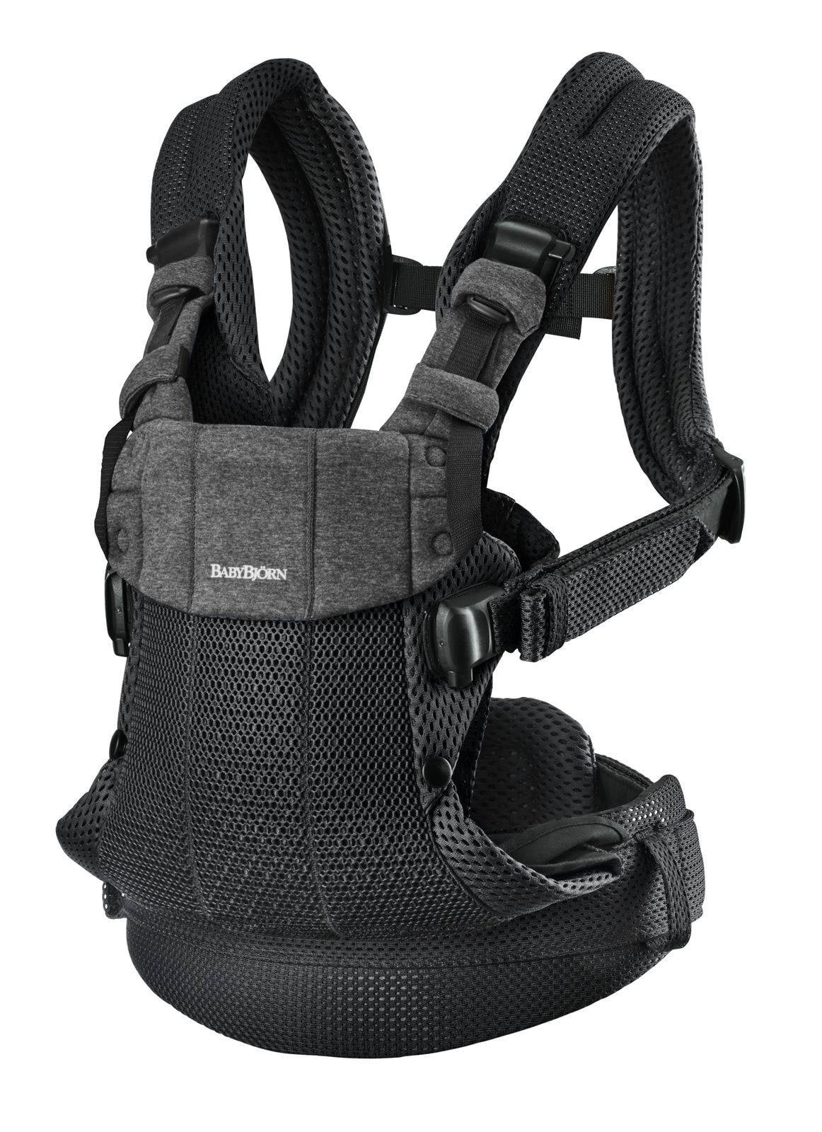 Czarne nosidełko dla dziecka z siateczkowym panelem i regulowanymi paskami. Babybjorn nosidełko Harmony 3D Mesh Czarny