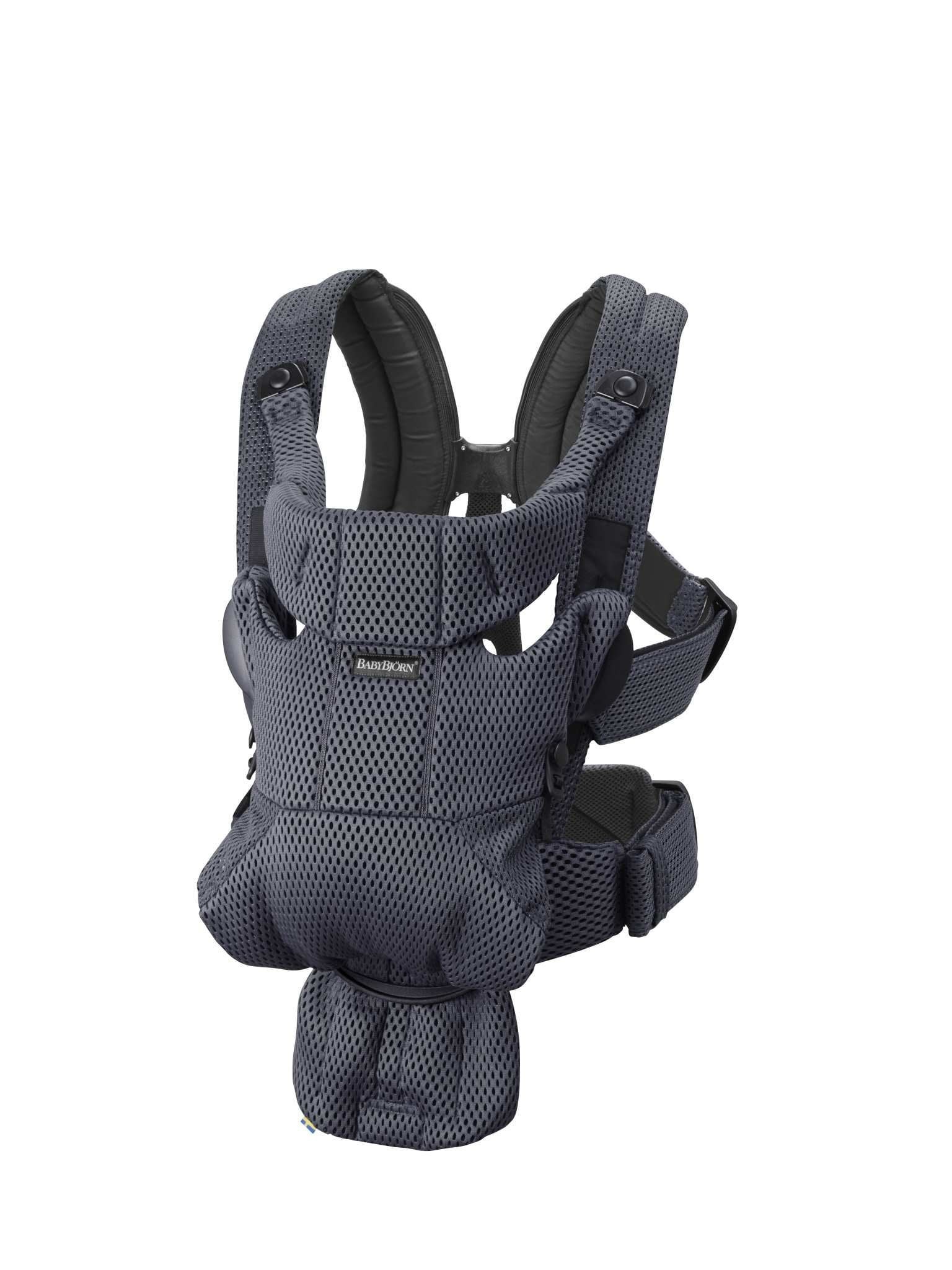 Nosidełko dla dziecka antracytowe z siateczkowego materiału z regulowanymi paskami. Babybjorn MOVE 3D Mesh nosidełko Antracyt