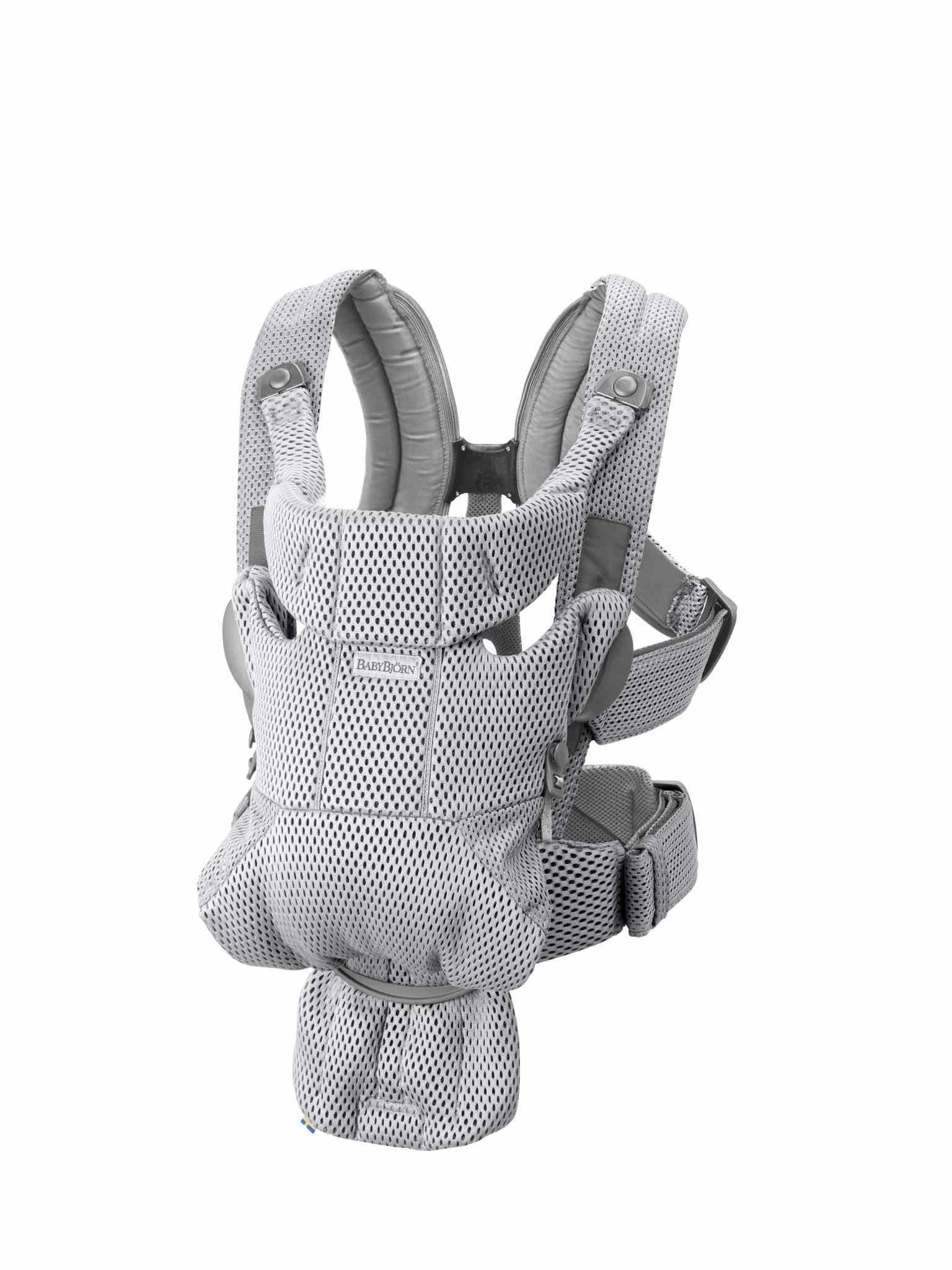 Szare nosidełko dla dziecka z siateczkowego materiału z regulowanymi paskami. Babybjorn MOVE 3D Mesh nosidełko Szary