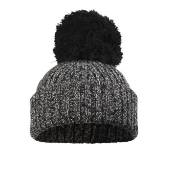 Wełniana czapka zimowa w szaro-czarnym melanżu z dużym czarnym pomponem dla niemowlaka 0-6 miesięcy. Elodie Details Czapka Wełniana Tweed 0-6 m-cy