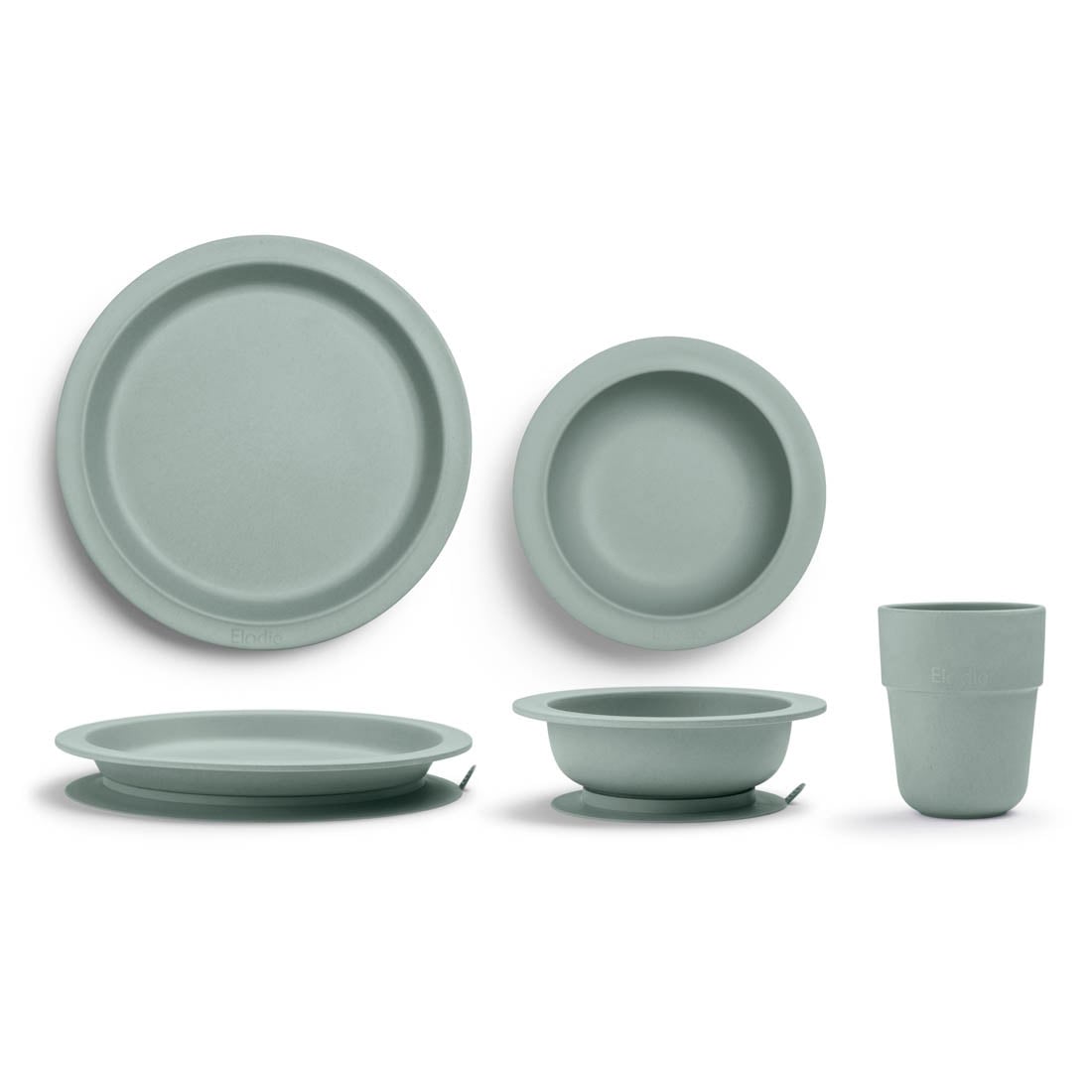 Zestaw do karmienia dla dzieci talerz miseczka kubek w kolorze zielonym Pebble Green. Elodie Details Zestaw obiadowy dla dzieci Pebble Green