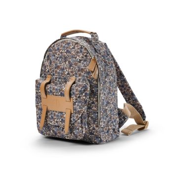 Plecak dziecięcy w niebieskie kwiaty z brązowymi elementami dla dziecka. Elodie Details Plecak BackPack MINI Blue Garden