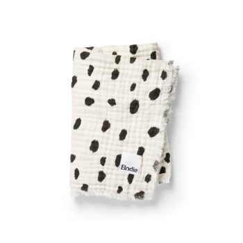 Biały kocyk bawełniany w czarne nieregularne kropki dla dziecka. Elodie Details Kocyk Soft Cotton Blanket Dalmatian Dots Grande