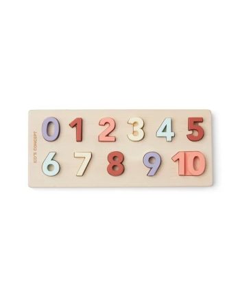 Drewniana układanka numeryczna z cyframi od 0 do 10 w różnych pastelowych kolorach dla dziecka. Kid’s Concept Układanka numeryczna 1-10