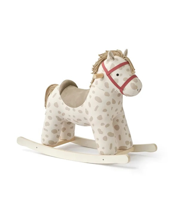 Bujak na biegunach w kształcie konika w kremowym kolorze w beżowe kropki dla dziecka. Kid’s Concept Konik na biegunach Dotty AIDEN