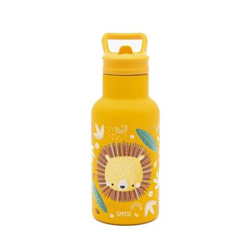Żółta butelka termiczna 350ml z motywem lwa dla dziecka. Sassi Butelka termiczna 350ml Lew