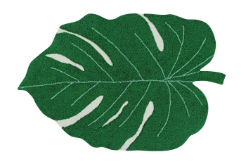 Dywan bawełniany w kształcie zielonego liścia monstery dla dzieci. Lorena Canals Dywan bawełniany Monstera Leaf 120x160cm