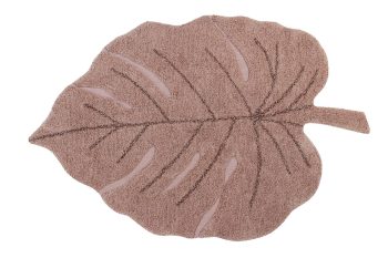 Dywan bawełniany w kształcie liścia monstera w kolorze nude 120x180 cm. Lorena Canals Dywan bawełniany Monstera Vintage Nude 120x180cm