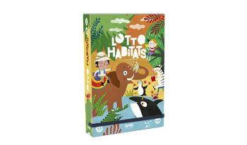 Gra edukacyjna Lotto Habitats z ilustracjami zwierząt i postacią odkrywcy dla dzieci. Londji Gra Lotto Habitats, Królestwo Zwierząt