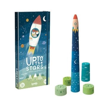 Drewniana gra zręcznościowa rakieta i pierścienie w kosmiczny wzór dla dzieci. Londji Gra zręcznościowa Drewniana układanka UP TO THE STARS!