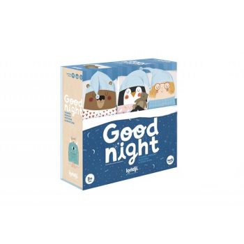 Gra logiczna Goodnight z ilustracjami zwierząt w czapkach do spania dla dzieci powyżej 3 lat. Londji Gra Goodnight, Dobranoc!