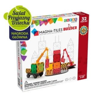Klocki magnetyczne w różnych kształtach i kolorach 32 elementy dla dzieci powyżej 3 lat. Magna-Tiles Klocki Magnetyczne Builder 32el